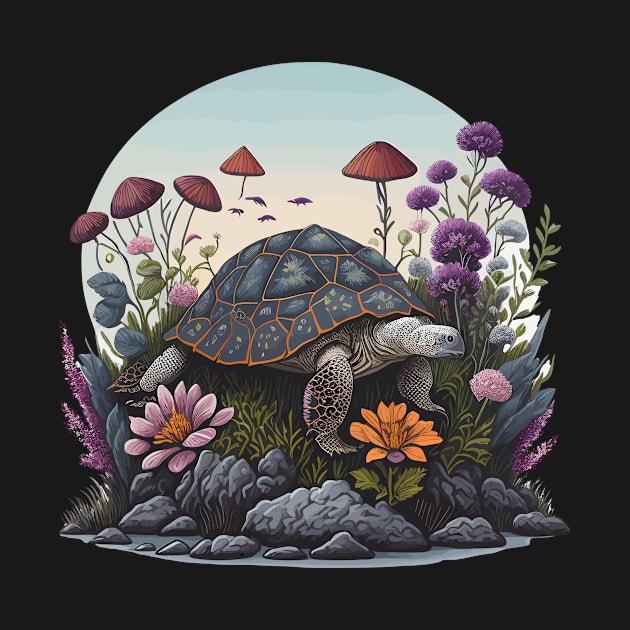 Funny & Cute Aesthetic Cottagecore floral Turtle Womens Mens by Shop design