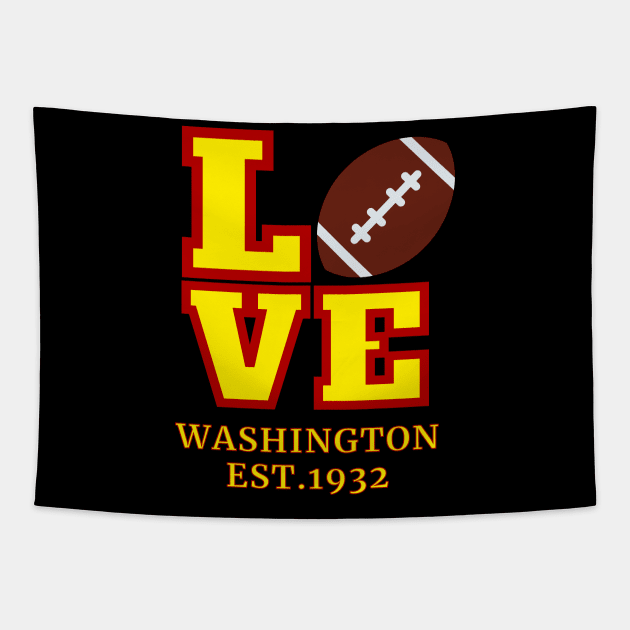 Washington Football DC Sports Team With American Football ball Style, Vintage Washington Football DC Sports Team Novelty Gift Tapestry by WPKs Design & Co