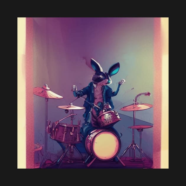 Rabbit playing the drums by D's Tee's