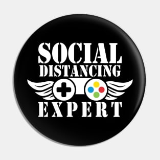 Social Distancing Expert Gaming Vintage Video Gamer Gift Pin