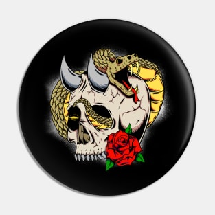 Snake skull roses Pin