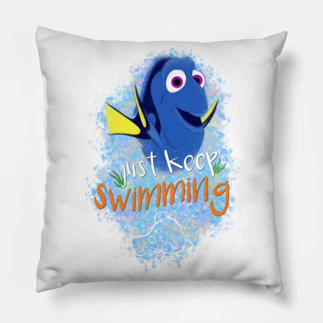 Just Keep Swimming Pillow by ShutterStudios