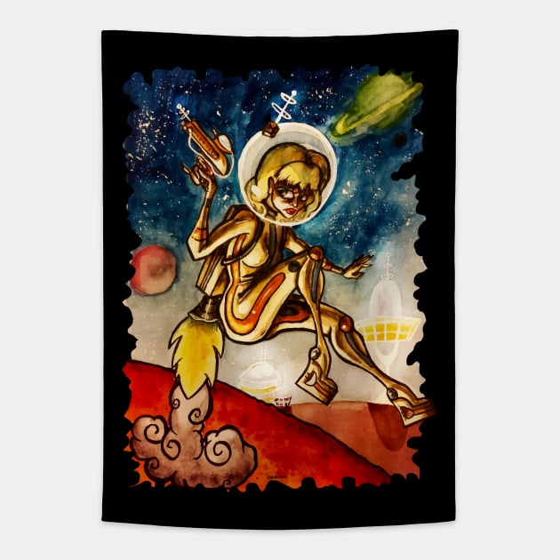 Atompunk Cutie Tapestry by Jan Grackle