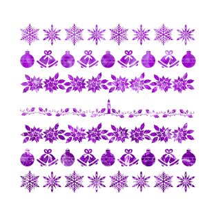 Purple Christmas Silhouette Pattern T-Shirt