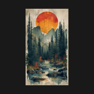 Vintage Mountain river 10K resolution T-Shirt