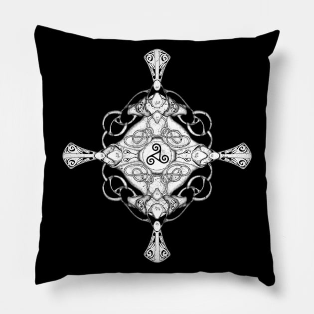 Celtic Cross Triskelion Pillow by NicGrayTees