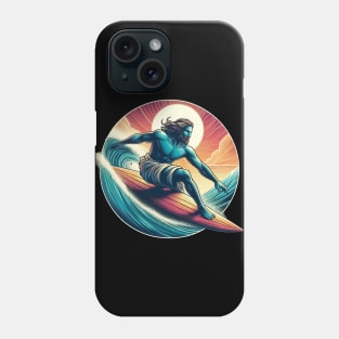 Retro Jesus Christ On Surfboard Phone Case