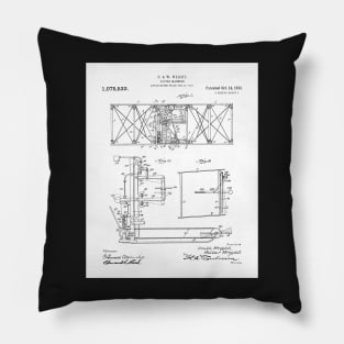 Wright Brothers Aircraft Patent - Aviation Art - Black And White Pillow