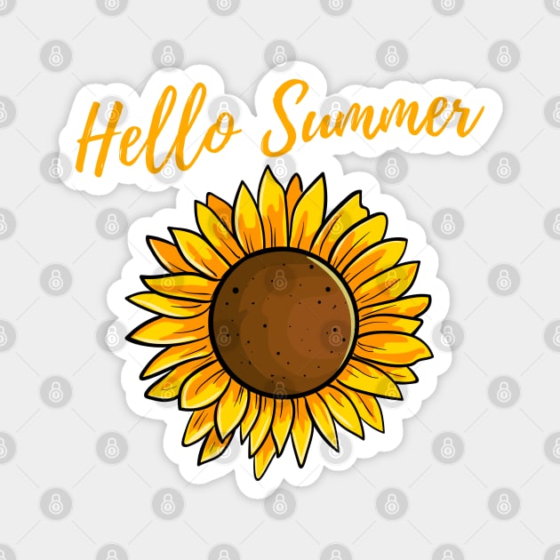 Hello Summer Sunflower Design Magnet by JustCreativity