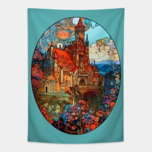 Architectural Fantasy Art Nouveau Storybook Castle Tapestry