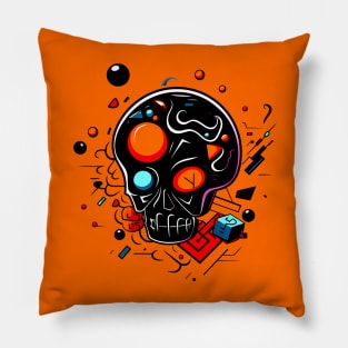 Abstract Cartoon Skull Design spooky artwork Pillow