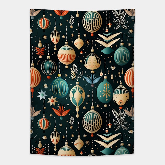 Baubles christmas tree Tapestry by Remotextiles