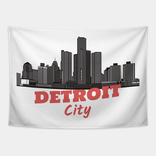 Detroit city skyline vintage retro Tapestry by thegoldenyears