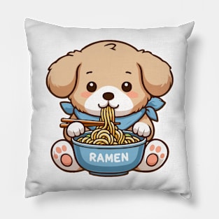 Baby Puppy Eating Ramen Pillow