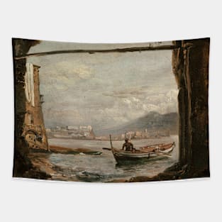 View from a Grotto Near Posillipo by Johan Christian Dahl Tapestry