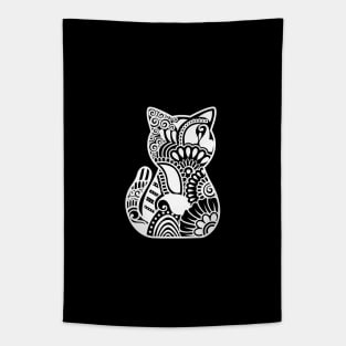 Cat zentangle Black and White Tapestry