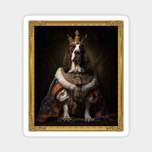 Noble Tri-Colored Basset Hound - Medieval King (Framed) Magnet