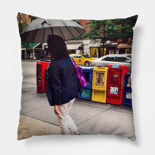 Rainy Day Woman Street Upper West Side Manhattan NYC Pillow