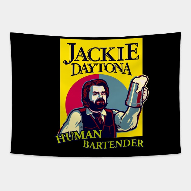 JACKIE DAYTONA HUMAN BARTENDER Tapestry by SIIMAG ARTS