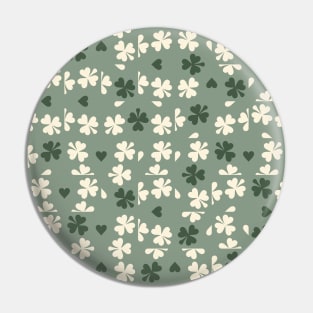 Sage Green Clover Checkers Pin