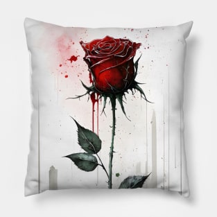 Dark Gothic Red Rose Abstract Art Pillow