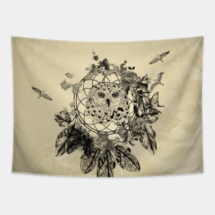 Wonderful owl with flowers Tapestry