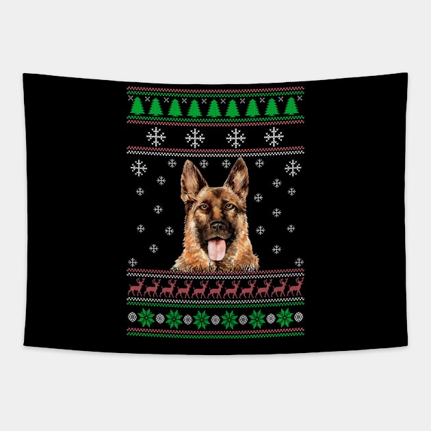 German Shepherd Ugly Christmas Sweater Funny Dog Lover Owner Gifts Tapestry by nzbworld