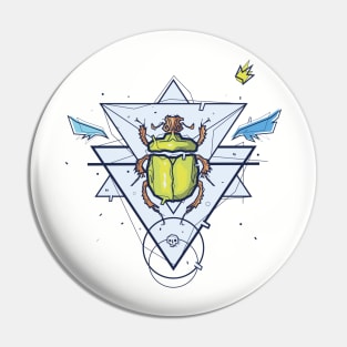 Graffiti Style Beetle and Triangles Pin