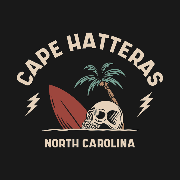 Vintage Surfing Cape Hatteras North Carolina // Retro Surf Skull by Now Boarding