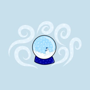 Wintery Blue Snowman Snow Globe, made by EndlessEmporium T-Shirt