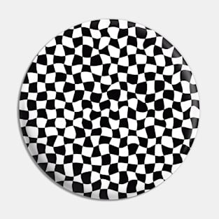 Warped Checkerboard, Black and White Pin