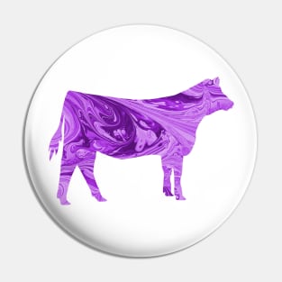 Show Heifer Silhouette with Purple Marble Background Pin