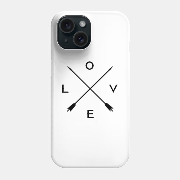 Love Crossed Arrow Sign T-Shirt - Black Phone Case by ballhard