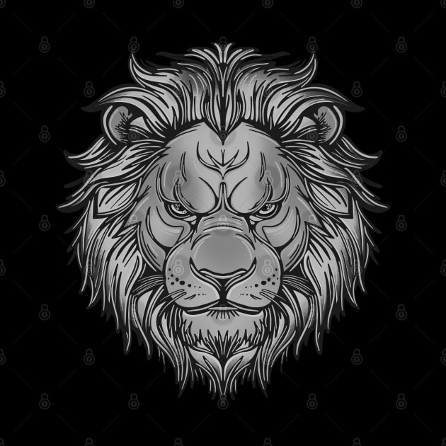 Black and white lion with mane by DaveDanchuk