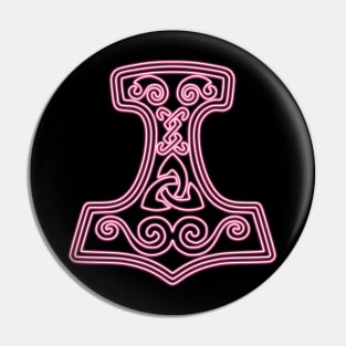 Thor hammer - Mjöllnir - pink neon Pin