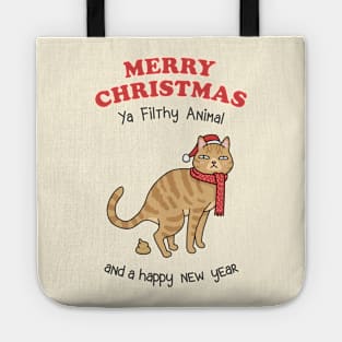 Merry Christmas Ya Filthy Animal Orange Cat Tote