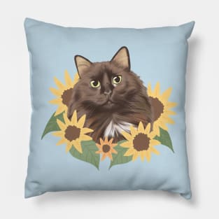 Cat and Sunflowers Pillow