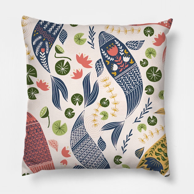 Koi Pond Pillow by YuanXuDesign