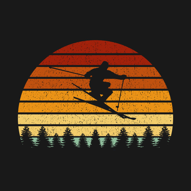 Disover Vintage Sunset Skiing Gift For Skiers - Skiing - T-Shirt