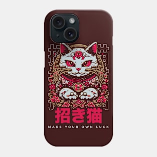 Make Your Own Luck // Vibrant Japanese Lucky Cat Illustration // Maneki Neko D Phone Case