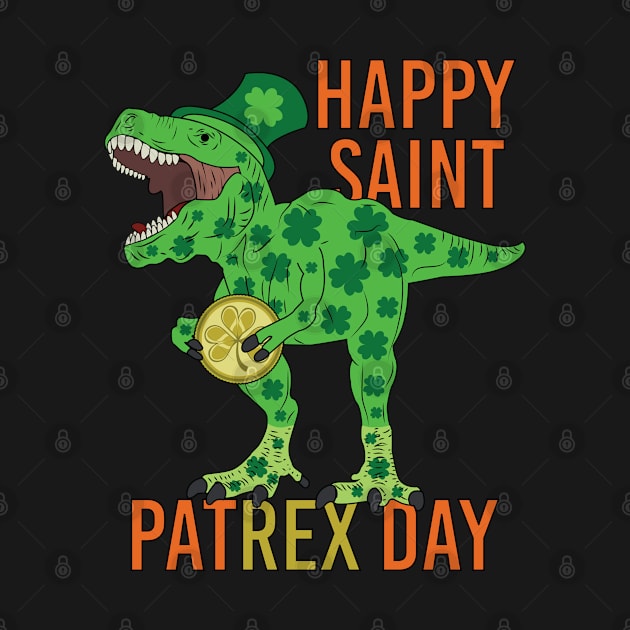 Happy Saint Patrex Day Dinosaur Rex Leprechaun St Patrick's Day by TheBlackCatprints