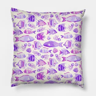 Purple Funky Fishes Pillow