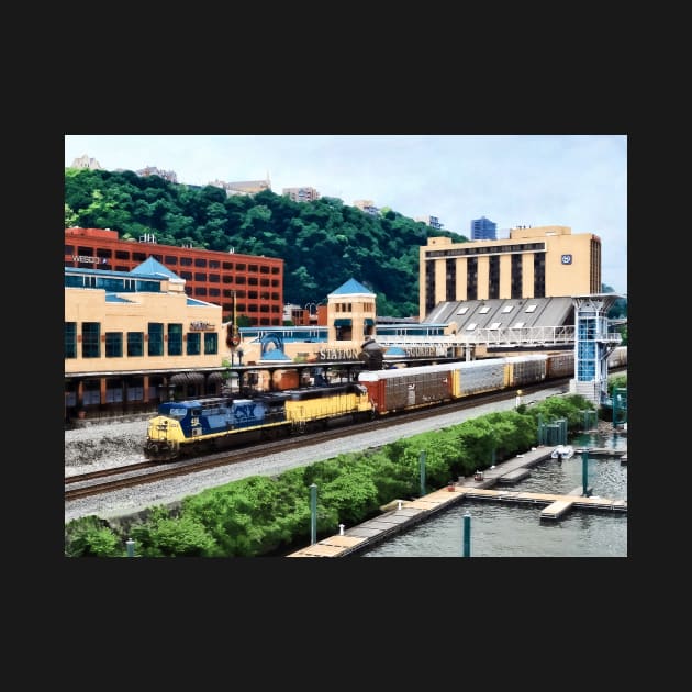 Pittsburgh PA - Freight Train Going By Station Square by SusanSavad