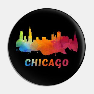 Chicago Skyline Watercolor Style Pin