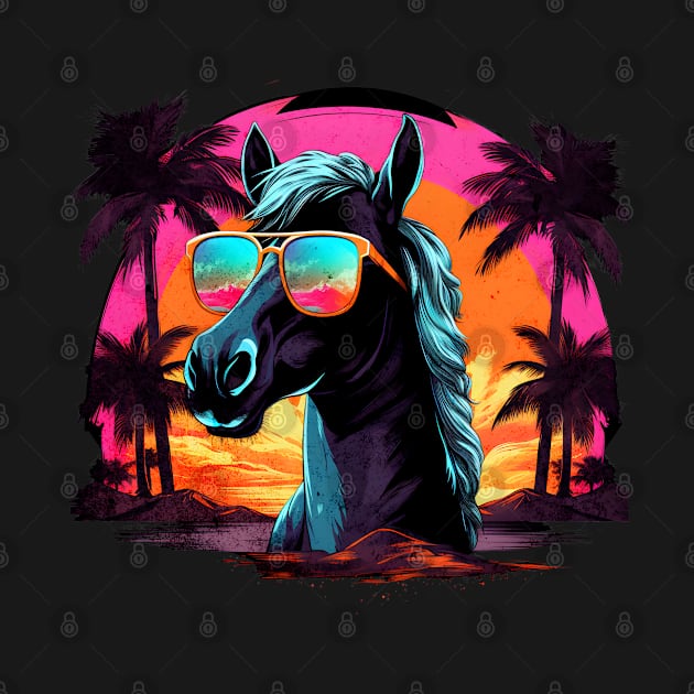 Retro Wave Canadian Horse by Miami Neon Designs