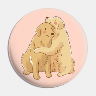 Cute Golden retriever hug Pin