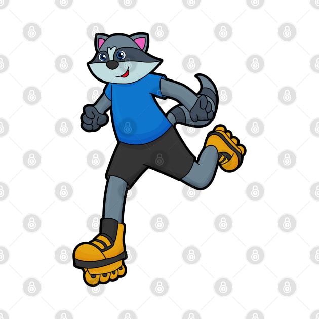 Racoon as Skater with Inline skates by Markus Schnabel