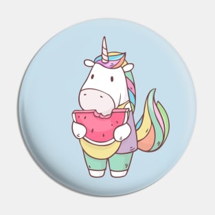 Unicorn with Watermelon Pin