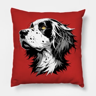 Stunning and Cool English Setter Monochrome and Gold Portrait for Father's Day Pillow