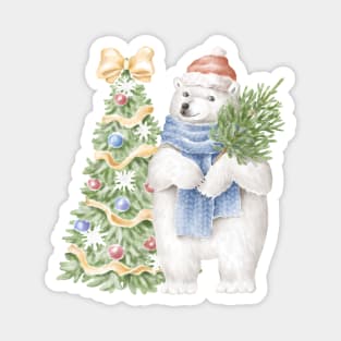 Polar bear with christmas tree Magnet